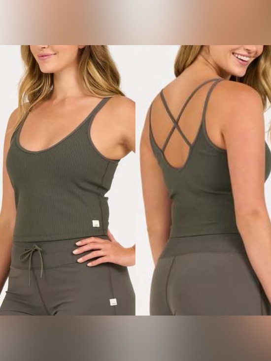 Vuori Tops - NWOT Vuori Rib Crop Tank Summer Crossback Strappy Athleisure Training M Green
